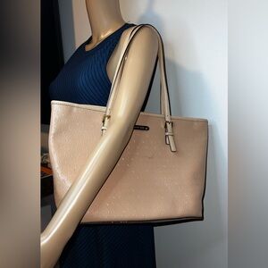 Michael Kors Blush Beige Embossed Leather Tote